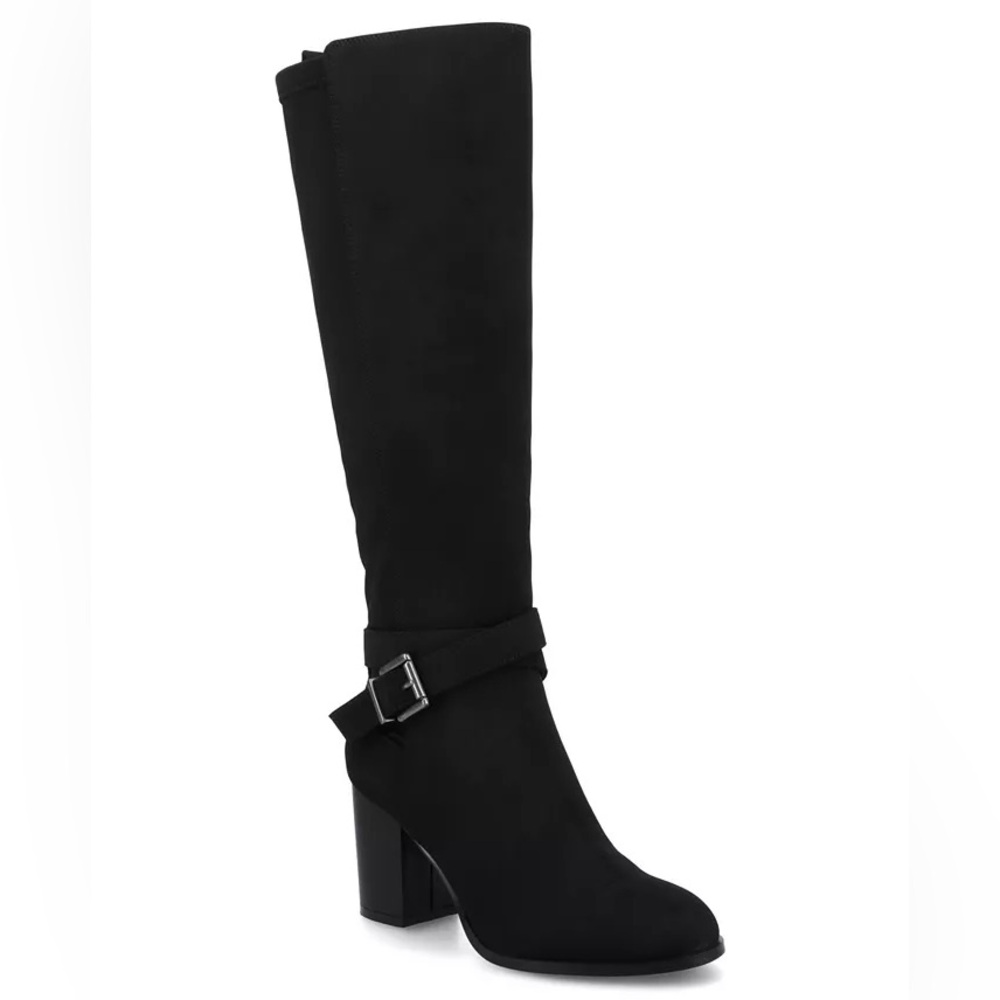 NWT Journee Collection Womens Avalonn Black Micro Knee High Boots Size 8M WC